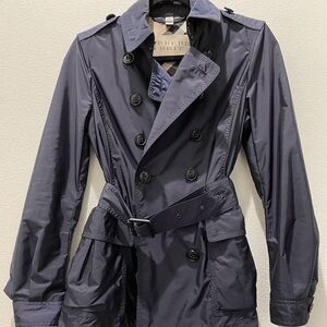 BURBERRY BRIT Nylon Double Breast Trench Coat Belted Jacket US size 2 (small)
